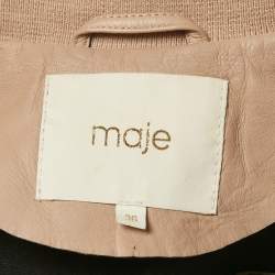 Pre Owned Maje Tan Leather Zip-Up Jacket S