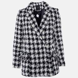Pre Owned Maje Black/White Houndstooth Tweed Double Breasted Jacket M