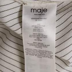 Pre Owned Maje White & Black Striped Crepe Cold Shoulder Mini Dress L