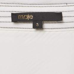Pre Owned Maje White & Black Striped Crepe Cold Shoulder Mini Dress L