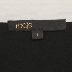 Pre Owned Maje White & Black Love Embroidered Crepe Chesti Shirt S