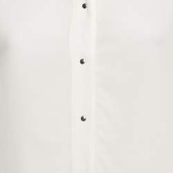 Pre Owned Maje White & Black Love Embroidered Crepe Chesti Shirt S