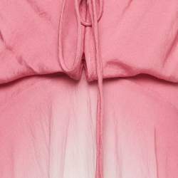 Pre Owned Maje Pink Ombre Cotton Handkerchief Hem Maxi Dress L