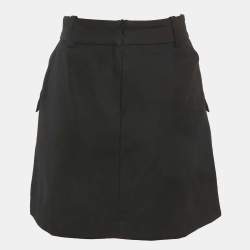 Pre Owned Maje Black Cotton Button Detail Mini Skirt S