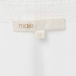 Pre Owned Maje White Swiss Dots Cotton Twisted Mini Dress XS