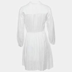 Pre Owned Maje White Swiss Dots Cotton Twisted Mini Dress XS