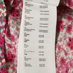 مملوكة مسبقًا Maje Pink Floral Print Cotton Broderie Anglaise Ruche Mini Dress S