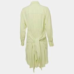 Pre Owned Maje Lime Green Crepe Button Front Layered Mini Dress S