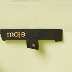 Pre Owned Maje Lime Green Crepe Button Front Layered Mini Dress S