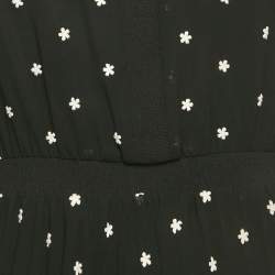 Pre Owned Maje Black Floral Embroidered Chiffon Short Dress M
