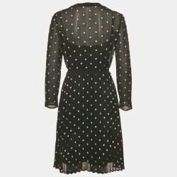 Pre Owned Maje Black Floral Embroidered Chiffon Short Dress M