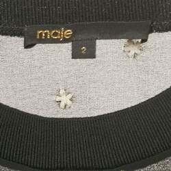 Pre Owned Maje Black Floral Embroidered Chiffon Short Dress M