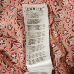 Pre Owned Maje Pink Floral Print Crepe Ruffled Mini Dress L