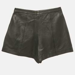 Pre Owned Maje Black Real Leather Shorts S