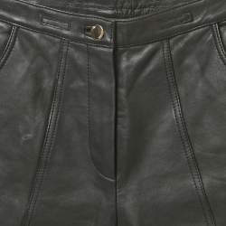 Pre Owned Maje Black Real Leather Shorts S