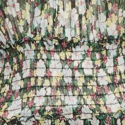 Pre Owned Maje Multicolor Floral Print Chiffon Handkerchief Hem Midi Dress M