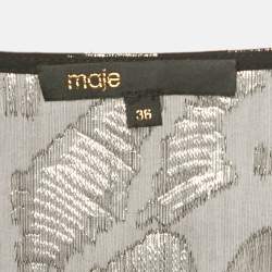 Pre Owned Maje Black Chiffon Metallic Fil coupe Mini Dress S