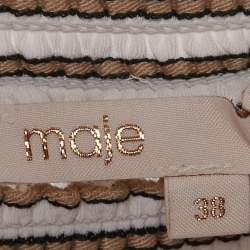 Pre Owned Maje Beige Striped Crepe Tiered Asymmetric Midi Dress M