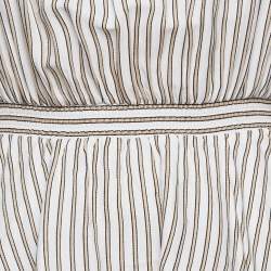 Pre Owned Maje Beige Striped Crepe Tiered Asymmetric Midi Dress M