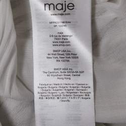 Pre Owned Maje Beige Striped Crepe Tiered Asymmetric Midi Dress M