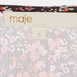 Pre Owned Maje Black Abstract Print Silk Top S