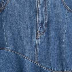 Pre Owned Maje Blue Denim Asymmetric Maxi Skirt S Waist 28"