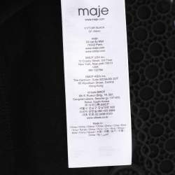 Pre Owned Maje Black Jersey Eyelet Detail Top L