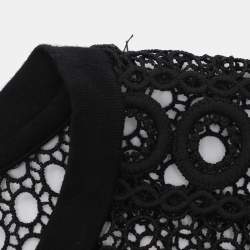 Pre Owned Maje Black Jersey Eyelet Detail Top L