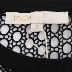 Pre Owned Maje Black Jersey Eyelet Detail Top L