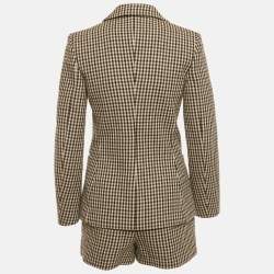 Pre Owned Maje Brown/Tan Houndstooth Skorts and Blazer Set S