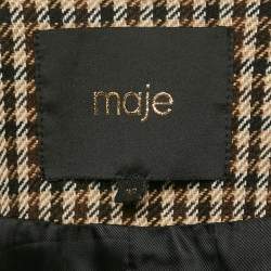 Pre Owned Maje Brown/Tan Houndstooth Skorts and Blazer Set S