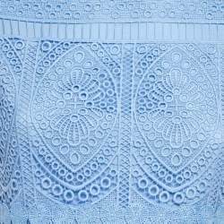 Pre Owned Maje Light Blue Guipure Lace Peplum Top M