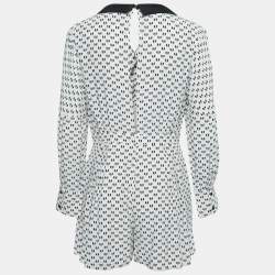 Pre Owned Maje White Bow Print Crepe Playsuit M