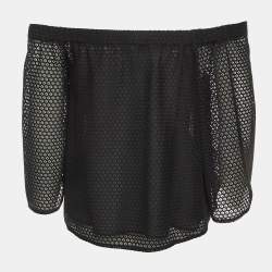 Pre Owned Maje Black Mesh Off-The-Shoulder Top S