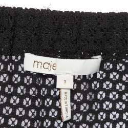 Pre Owned Maje Black Mesh Off-The-Shoulder Top S