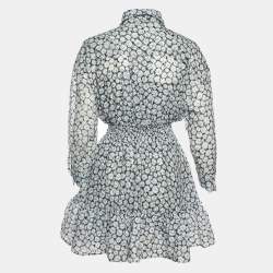 Pre Owned Maje White Daisy Dévoré Flared Mini Dress S