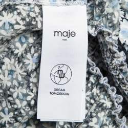 Pre Owned Maje White Daisy Dévoré Flared Mini Dress S