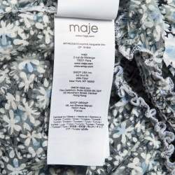 Pre Owned Maje White Daisy Dévoré Flared Mini Dress S