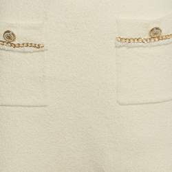 Pre Owned Maje White Tweed Knit Chain Detail Mini Skirt S