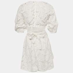 Pre Owned Maje White Lace Cut-Out Mini Dress S