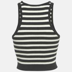 Pre Owned Maje Black/White Striped Rib Knit Tank Top S