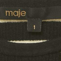 Pre Owned Maje Black/White Striped Rib Knit Tank Top S