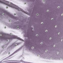 Pre Owned Maje Purple Stretch Satin Rhinestone Embellished Mini Dress S