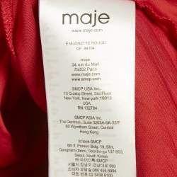 Pre Owned Maje Red Satin Plisse Drape Style Midi Skirt S