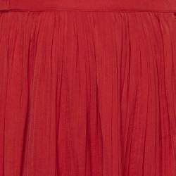 Pre Owned Maje Red Satin Plisse Drape Style Midi Skirt S