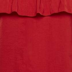 Pre Owned Maje Red Satin Plisse Ruffled Top S