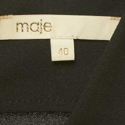 Pre Owned Maje Black Crepe Plunge Neck Belted Playsuit L