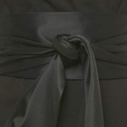 Pre Owned Maje Black Crepe Plunge Neck Belted Playsuit L