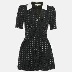 Pre Owned Maje Black Polka Dot Crepe Irandi Playsuit S