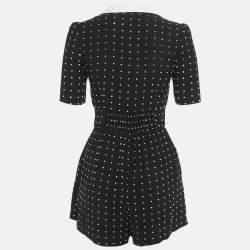 Pre Owned Maje Black Polka Dot Crepe Irandi Playsuit S